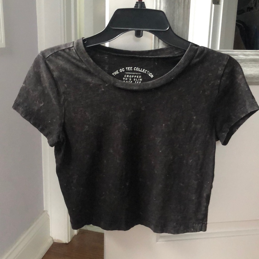 Aero Black Cropped Tee With White Splashes
